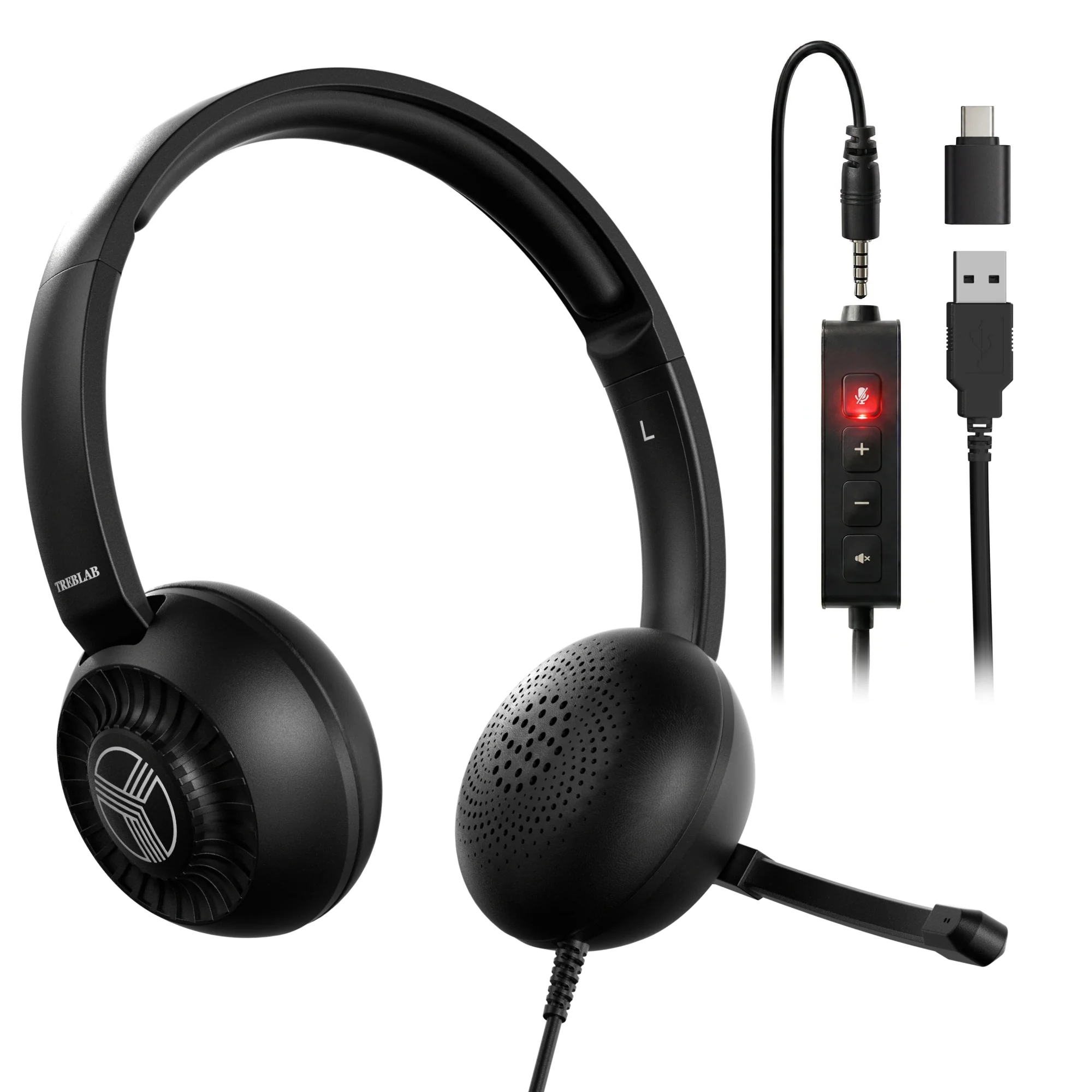 TREBLAB Wired Conference Call Headset with Microphone CW7